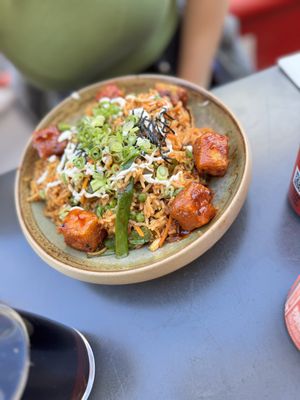 Kimchi sticky tofu dish  at Mildreds - Covent Garden in London
