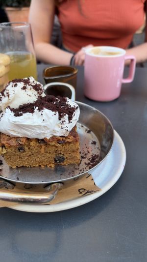 Blondie with chocolate sauce  at Mildreds - Covent Garden in London