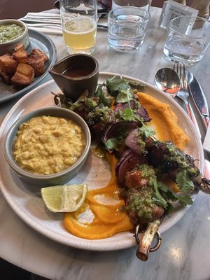 Sweet peppers, chick’n kebabs  at Mildreds - Covent Garden in London