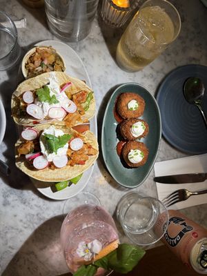 Arancini balls. Tacos   at Mildreds - Covent Garden in London