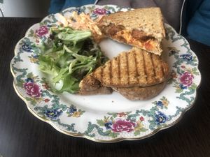 meatball, mozzarella and marinara sauce toastie  at Bread and Butterflies in West Bridgford