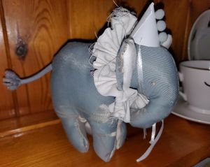 hand made elephants using recycled fabric at Bread and Butterflies in West Bridgford
