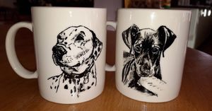 hand drawn mugs at Bread and Butterflies in West Bridgford