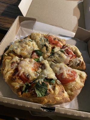 Veggie pizza with vegan cheese  at Pizza Port - Ocean Beach in San Diego