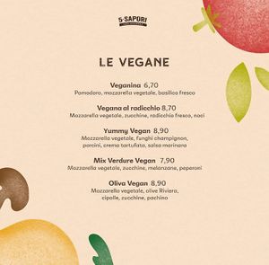 menu at 5 Sapori in Rome