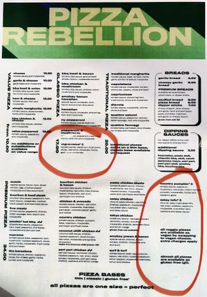 Vegorama can be converted to vegan. #Veganuary at Pizza Rebellion in Orange