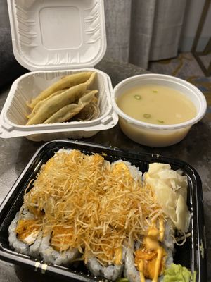 Look how flat Gyoza(dumpling) is. Even naans are thicker.  at Ogenki in Vancouver