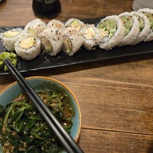 Vegan California Roll, Dynamite Roll, and Gomae at Ogenki in Vancouver