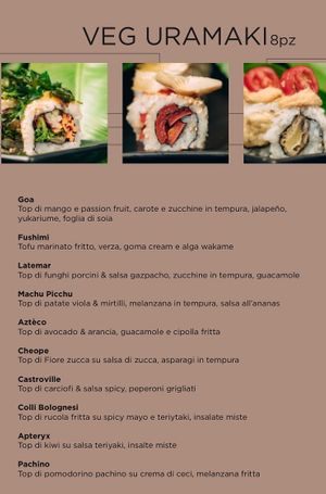 From the menu: veg uramaki at Green Hole in Rome