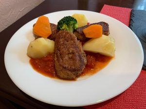 Vegan hamburg meat at Hikoroku - 彦六 in Kumamoto