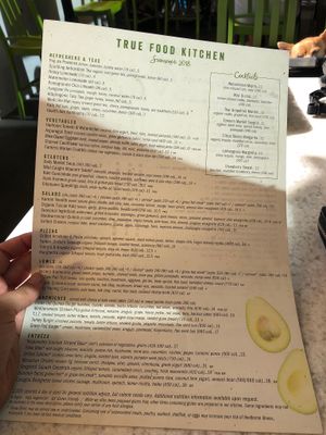 Menu. at True Food Kitchen in Santa Monica