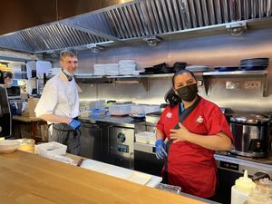 Teaching mama the art of sushi making  at Maki & Ramen in Glasgow