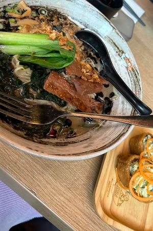 black garlic ramen + nigiri special  at Maki & Ramen in Glasgow