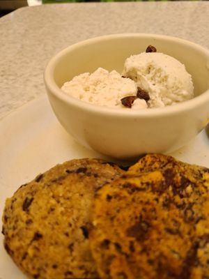 Cookies and ice cream (coconut base) at True Food Kitchen in Newport Beach