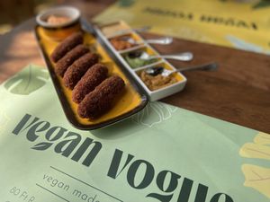 Beet n cashew croquettes  at Vegan Vogue in Bangalore