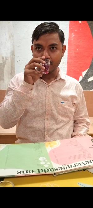 Taking refreshment  at Vegan Vogue in Bangalore