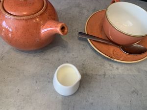 Tea with oat milk  at Lake Road Brunch in Keswick