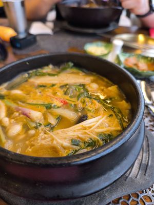 Soup with many mushrooms at Haroo Korean Restaurant in Langkawi