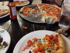 Smuggler's Pizza with Daiya cheese  at Frankie's in Mendocino