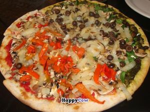 half pesto (#3) and half red sauce (#4) at Frankie's in Mendocino