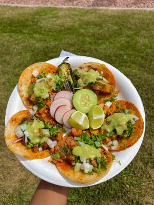 Vegan Taco Sampler: Asada, Al Pastor, Chipotle Chicken, Soyrizo w/ Potato and Mushroom Birria at Yaqui Zen Kitchen in Las Vegas