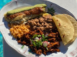 Tamale/Mushroom Birria Plate at Yaqui Zen Kitchen in Las Vegas