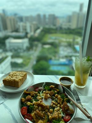 signature salad, cheese bread & virgin pineapple mojito at Young Vegan - 有样纯素西点 in Shenzhen