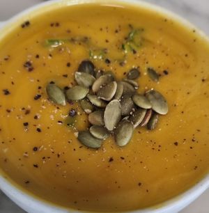 Pumpkin soup at Young Vegan - 有样纯素西点 in Shenzhen