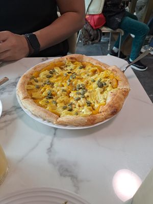 Pumpkin pizza at Young Vegan - 有样纯素西点 in Shenzhen
