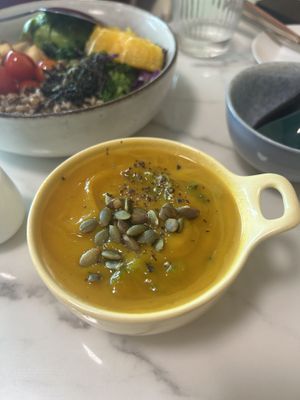 Pumpkin soup  at Young Vegan - 有样纯素西点 in Shenzhen