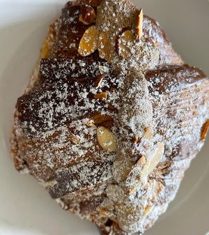 almond croissant  at Bonjour Patisserie in San Diego
