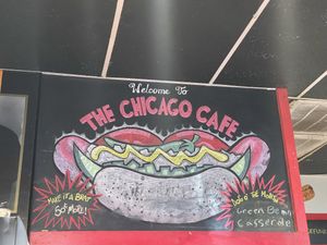 Painting above the ordering counter  at The Chicago Cafe in Florence