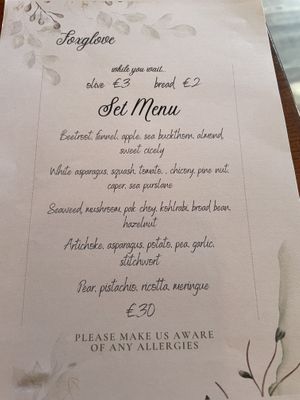 5 course menu 💚  at Foxglove in Barmouth