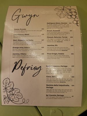 White Wine Menu #Veganuary at Foxglove in Barmouth