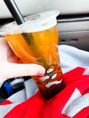 Passion fruit green tea with tapioca boba  at Kung Fu Tea in Toledo