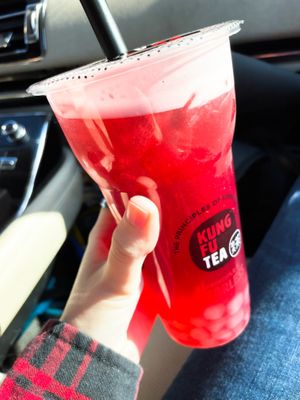 Rosehip lemonade with crystalline bubbles   at Kung Fu Tea in Toledo