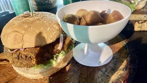 Vegan burger 🍔   at Reyenao Beach Alley in Las Terrenas