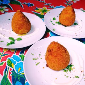 Vegan Arancini at Ateneu L'Harmonia in Barcelona