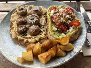 Open vegan toast  at Benazio in Istanbul