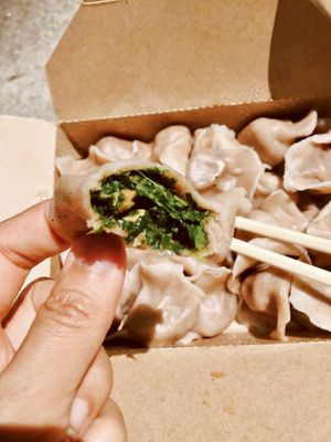 Shepherd’s purse dumplings  at Pleasant Life Healthy Vegetarian Restaurant 悦意生活素食餐厅 in Shenzhen