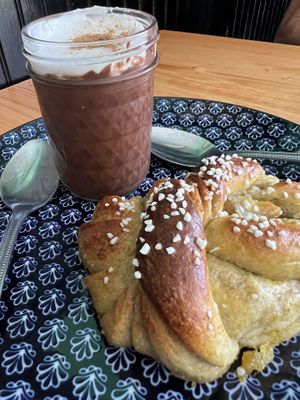 Mexica pudding and cardamom roll   at Magdelena's in Petaluma