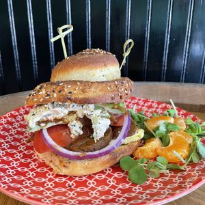 The Schmear vegan breakfast sandwich is divine!  at Magdelena's in Petaluma