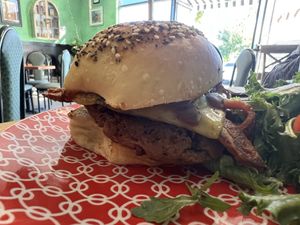 Legendary BBQ burger  at Magdelena's in Petaluma
