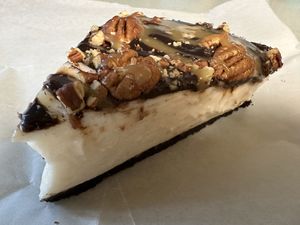Vegan Turtle Pecan Cheesecake  at Magdelena's in Petaluma