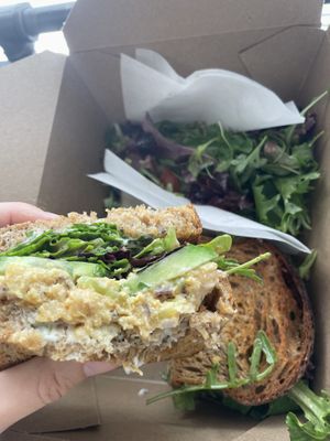 Best chickpea “tuna” sandwich I’ve had! And the salad dressing was so good too  at Magdelena's in Petaluma