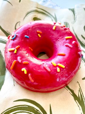 Donut from local Sun Oven Bakery  at Juiceswell in Ventura