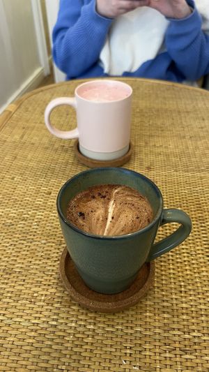 Mocha and beetroot latte  at Rise Plant Kitchen + Movement Studio in Malvern