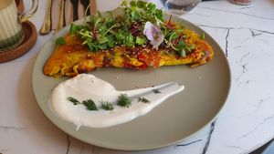 Protein omelette at Rise Plant Kitchen + Movement Studio in Malvern