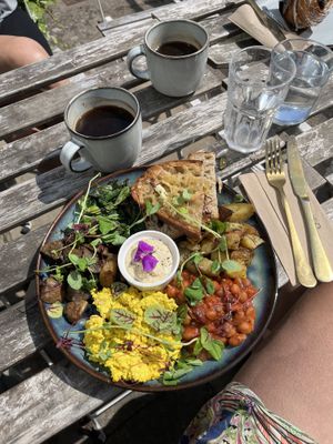 Breakfast plate, great coffee   at Rise Plant Kitchen + Movement Studio in Malvern