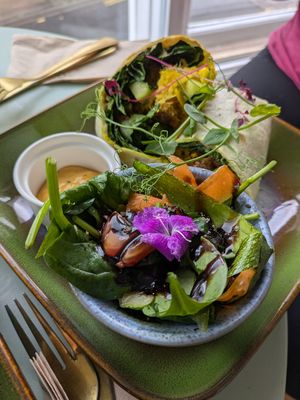 Falafel wrap at Rise Plant Kitchen + Movement Studio in Malvern